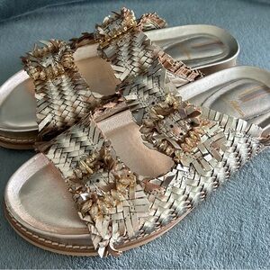 Sam Edelman Oaklyn Woven Leather Enbellished Buckle Slide Sandal Size 8
